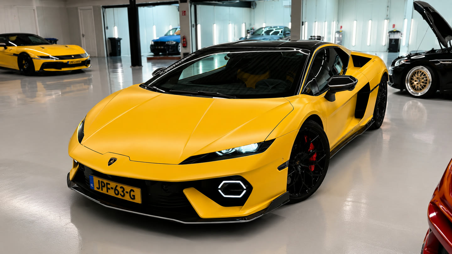 Gele Lamborghini in de studio van Car Studio East